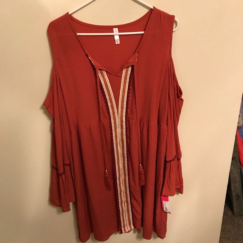 Cold Shoulder Orange Dress